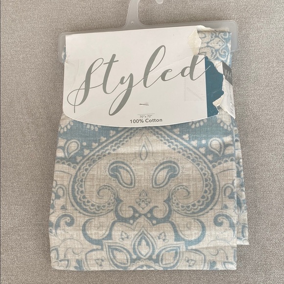 Dainty Home Styled Elegant Paisley Cotton Fabric 1 pc Shower Curtain 70” X 72” - Picture 6 of 8